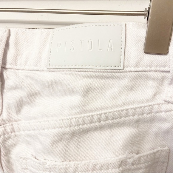 Pistola | High Rise White Copped Distressed Hem Jeans Size 24 - Picture 10 of 14